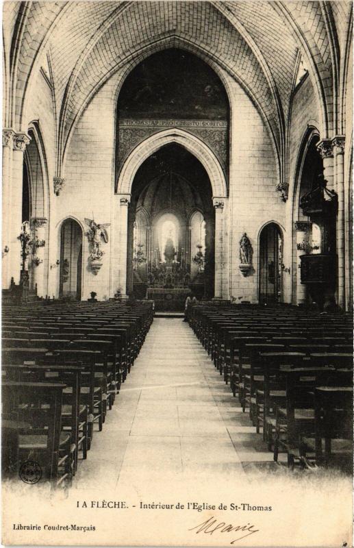 Carte postale ancienne La Fleche interieur de l'eglise de Saint-Thomas