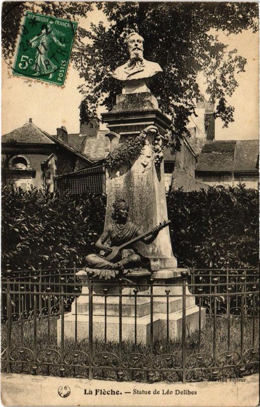 Carte postale ancienne La Fleche Statue de Leo Delibes