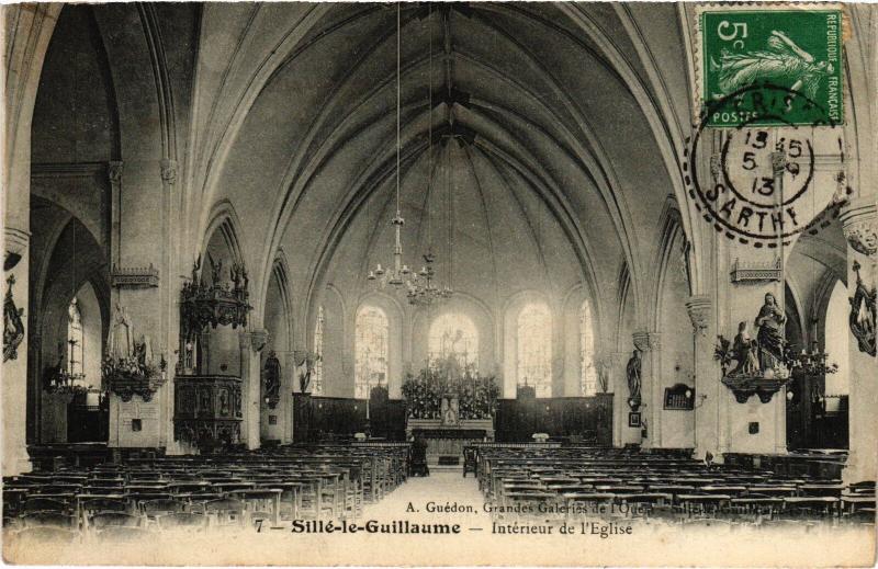 Carte postale ancienne Sille Guillaume Eglise interieur