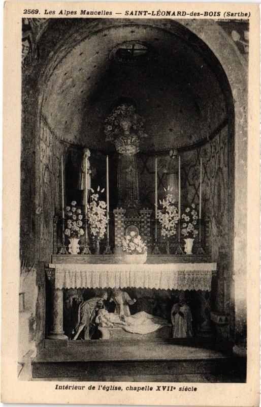 Carte postale ancienne St Leonard des Bois interieur de l'Eglise