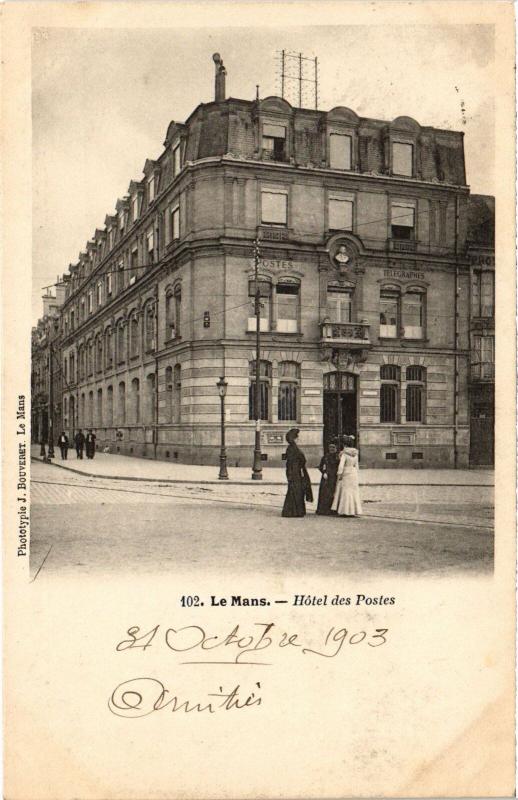 Carte postale ancienne Le Mans Hotel des Postes au Mans