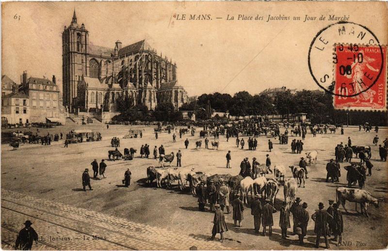 Carte postale ancienne Le Mans Place des Jacobins au Mans