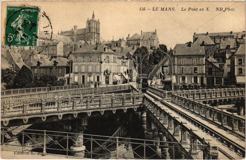 Carte postale ancienne Le Mans Pont en X au Mans