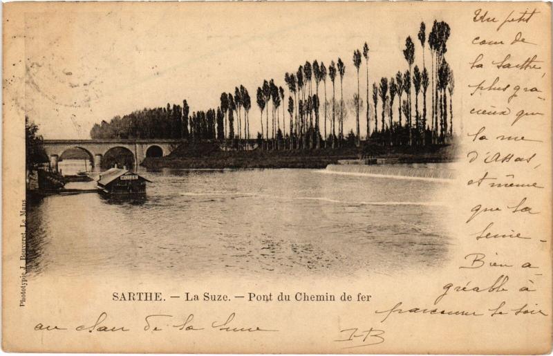 Carte postale ancienne La Suze Pont du Chemin de fer