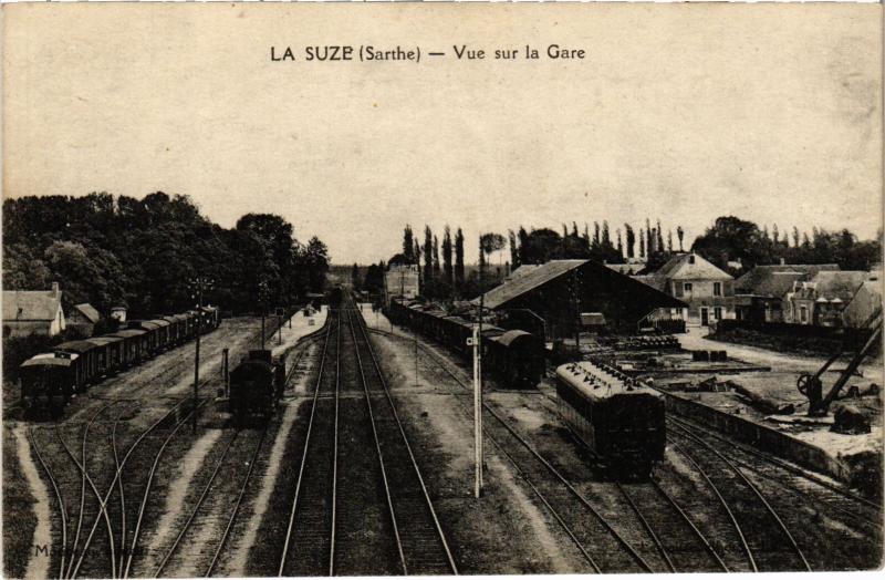 Carte postale ancienne La Suze vue sur la Gare
