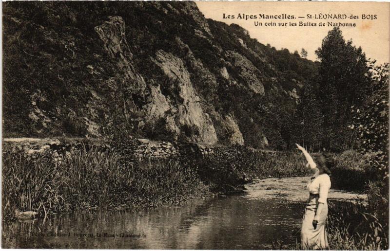 Carte postale ancienne St Leonard des Bois un coin sur les buttes de Narbonne