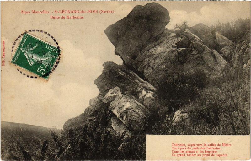 Carte postale ancienne St Leonard des Bois Butte de Narbonne