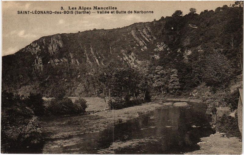 Carte postale ancienne St Leonard des Bois vallee et Butte de Narbonne