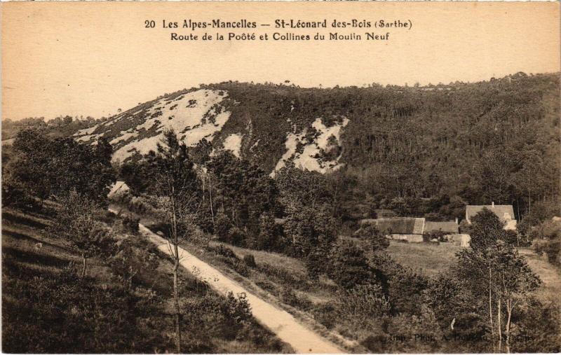 Carte postale ancienne St Leonard des Bois Route de la Poote Collines du Moulin Neuf