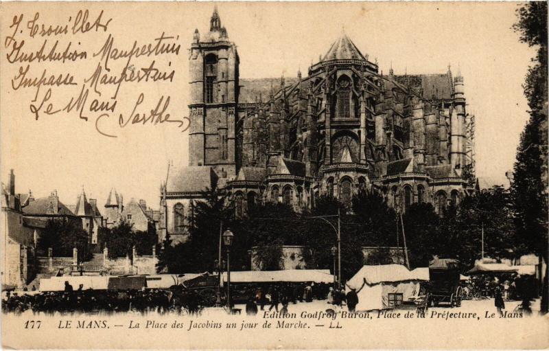 Carte postale ancienne Le Mans Place des Jacobins au Mans