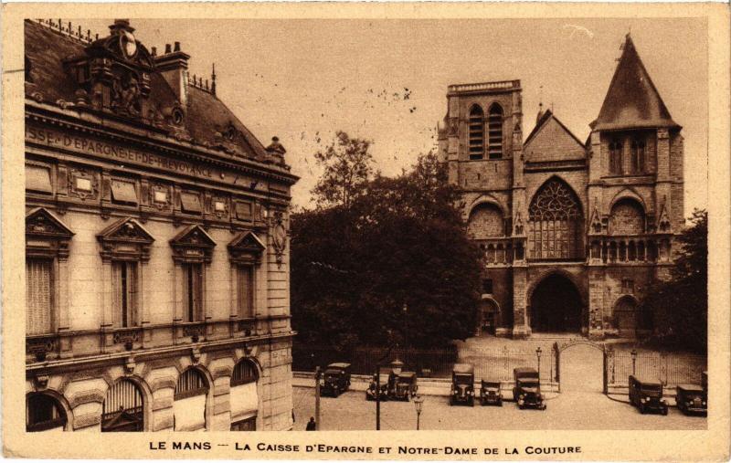 Carte postale ancienne Le Mans Caisse d'Epargne Notre Dame de la Couture au Mans