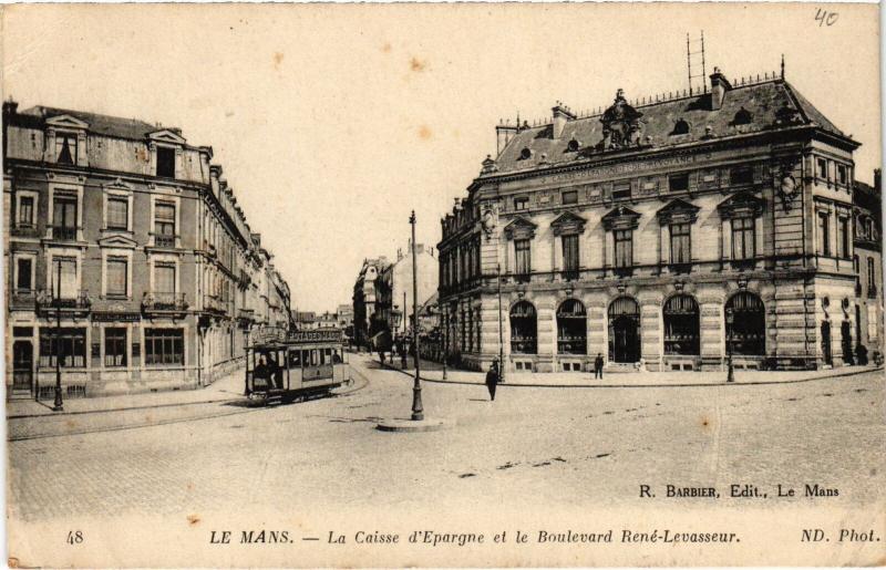Carte postale ancienne Le Mans Caisse d'Epargne Boulevard Levasseur au Mans