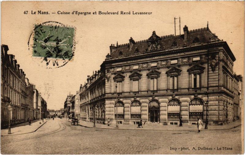 Carte postale ancienne Le Mans Caisse d'Epargne Boulevard Levasseur au Mans