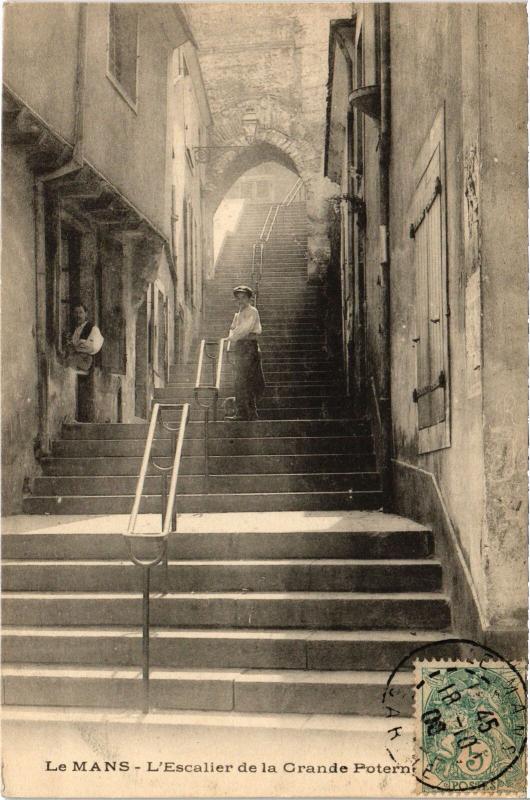 Carte postale ancienne Le Mans Escalier de la Grande Poterne au Mans