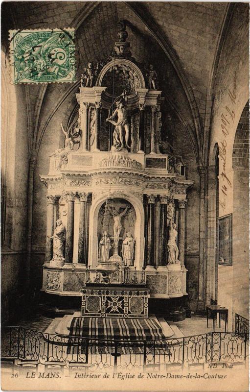 Carte postale ancienne Le Mans Eglise Notre Dame de la Couture interieur au Mans
