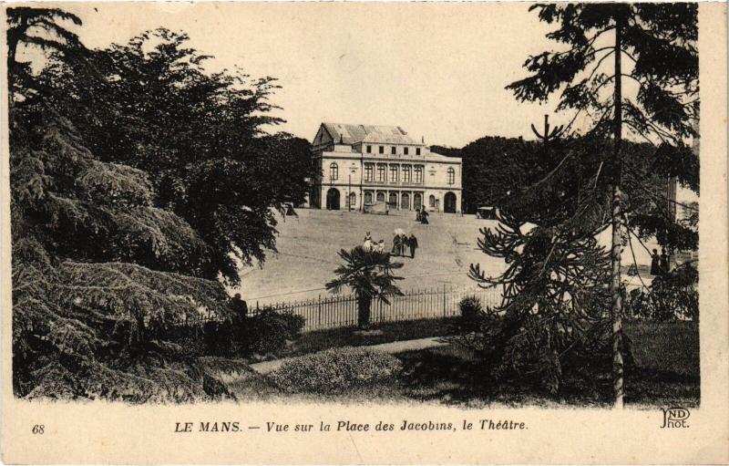 Carte postale ancienne Le Mans Place des Jacobins le Theatre au Mans