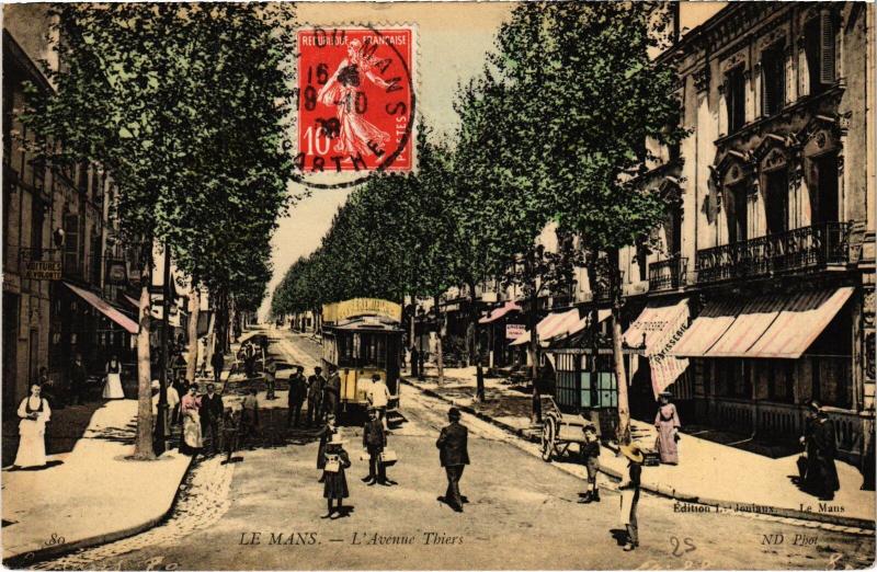 Carte postale ancienne Le Mans Avenue Thiers au Mans