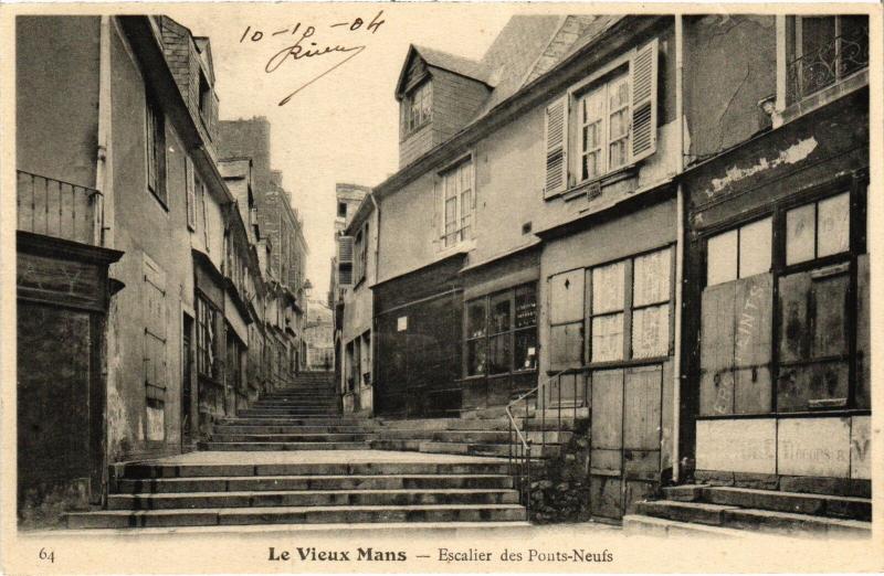 Carte postale ancienne Le Mans Escalier des Ponts Neufs au Mans