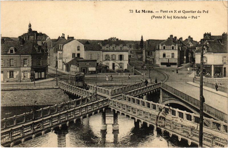 Carte postale ancienne Le Mans Pont en X Quartier du Pre au Mans