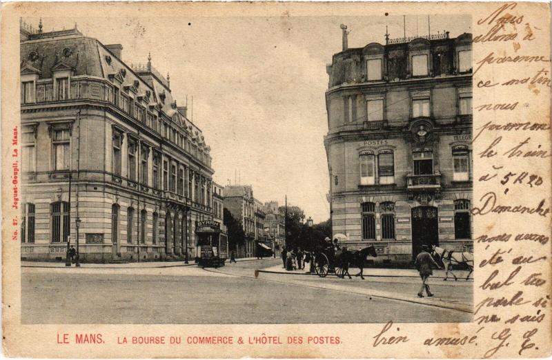 Carte postale ancienne Le Mans Bourse du Commerce et Hotel des Postes au Mans