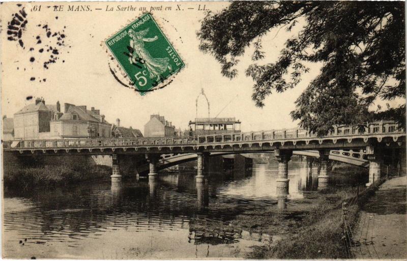 Carte postale ancienne Le Mans Pont en X au Mans