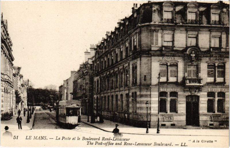 Carte postale ancienne Le Mans la Poste Boulevard Rene Levasseur au Mans