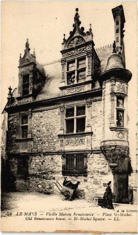 Carte postale ancienne Le Mans Place Saint-Michel Maison Renaissance au Mans