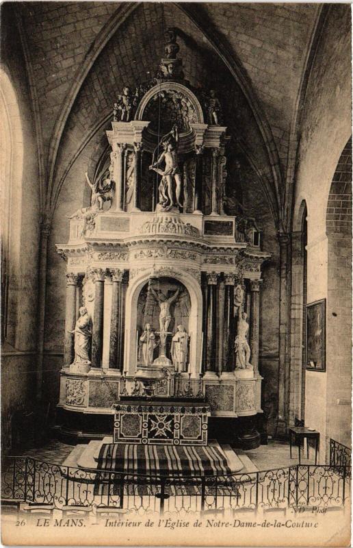 Carte postale ancienne Le Mans Eglise Notre Dame de la Couture interieur au Mans