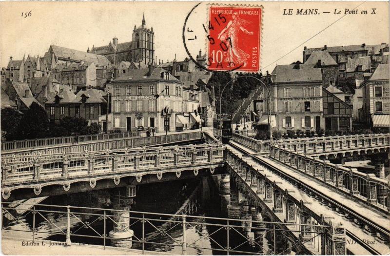 Carte postale ancienne Le Mans Pont en X au Mans