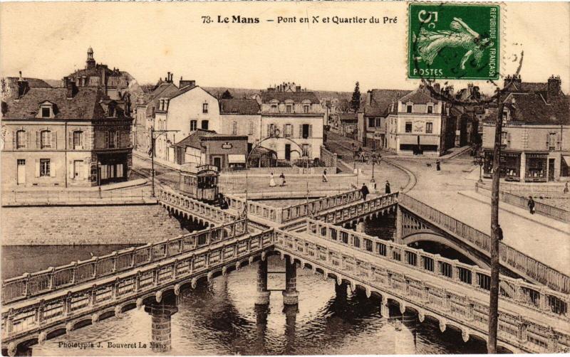 Carte postale ancienne Le Mans Pont en X Quartier du Pre au Mans