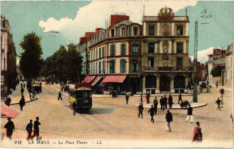 Carte postale ancienne Le Mans Place Thiers au Mans