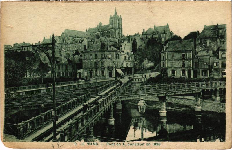 Carte postale ancienne Le Mans Pont en X au Mans