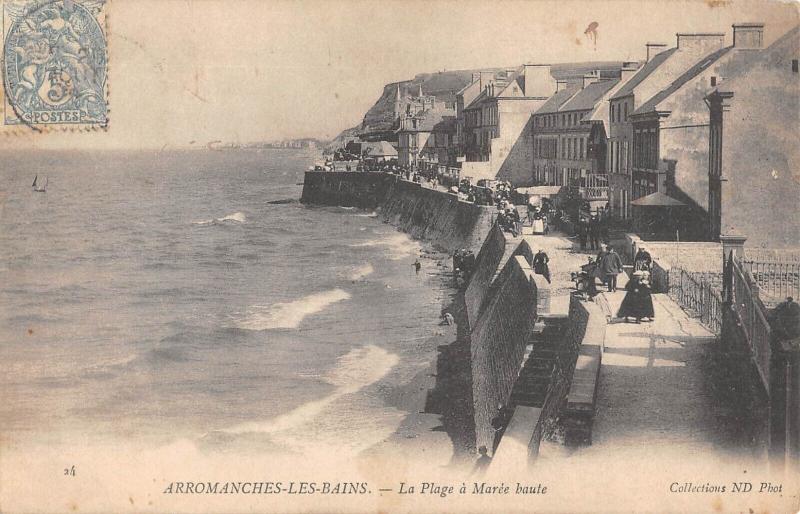 Carte postale ancienne Arromanches Les Bains - La Plage A Maree Haute à Arromanches-les-Bains