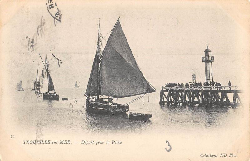 Carte postale ancienne Trouville Sur Mer - Depart Pour La Peche à Trouville-sur-Mer