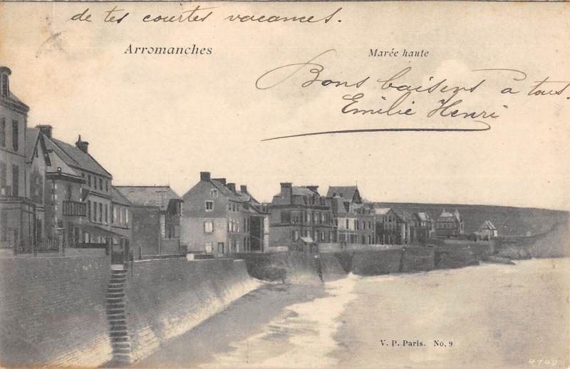 Carte postale ancienne Arromanches - Maree Haute
