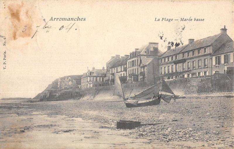 Carte postale ancienne Arromanches - La Plage Maree Basse