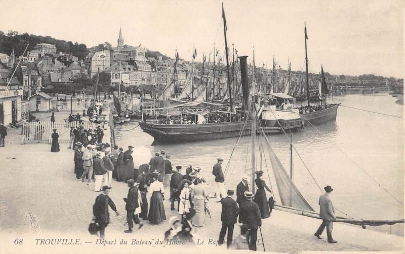 Carte postale ancienne Trouville - Depart Du Bateau Du Havre - Le Rapide