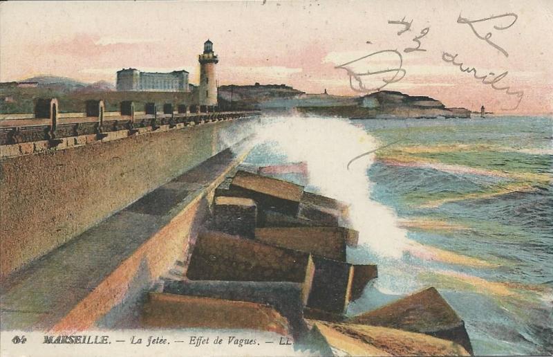Carte postale ancienne La Jetée - Effet de Vagues à Marseille