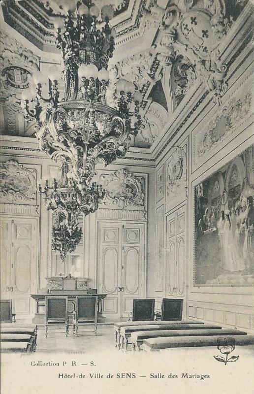 Carte postale ancienne Hôtel de Ville - Salle des Mariages à Sens
