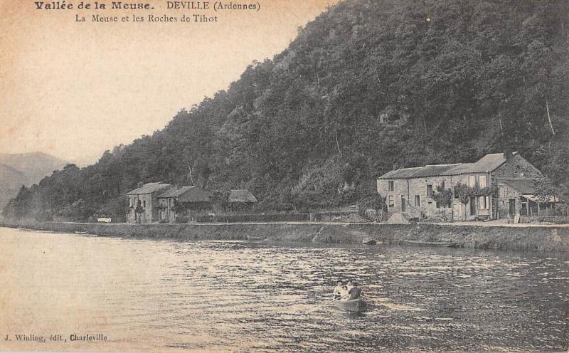 Carte postale ancienne Deville - La Meuse Et Les Roches De Tihot à Deville