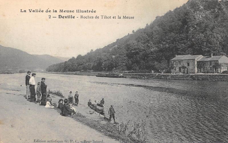 Carte postale ancienne Deville - Roche De Tihot Et La Meuse à Deville