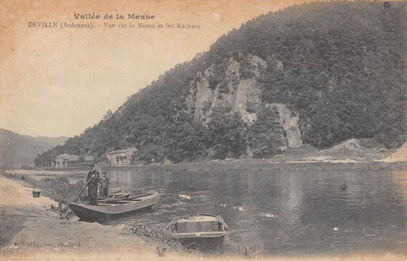 Carte postale ancienne Deville - Vue Sur La Meuse Et Les Rochers à Deville