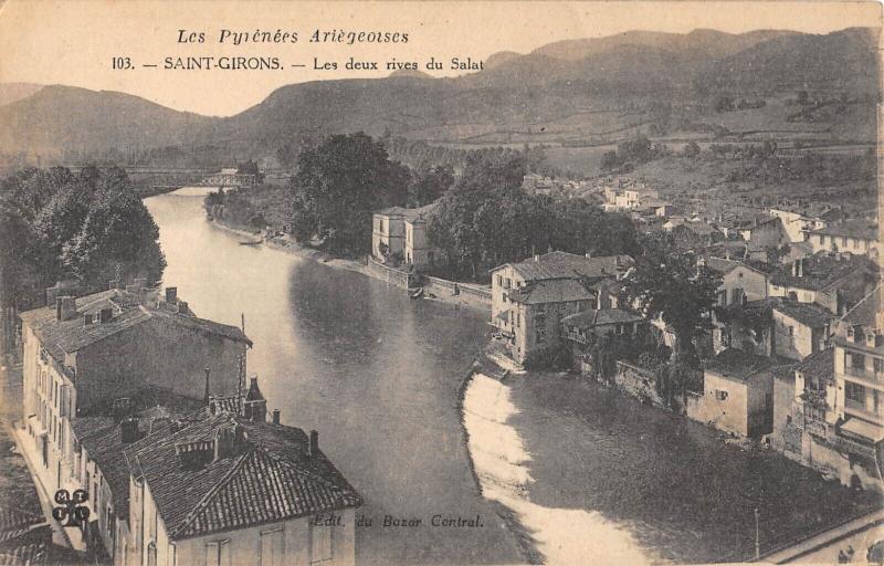 Carte postale ancienne Saint Girons - Les Deux Rives Du Salat à Saint-Girons
