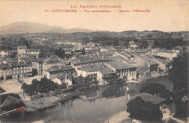 Carte postale ancienne Saint Girons - Vue Panoramique - Quartier Villefranche à Saint-Girons