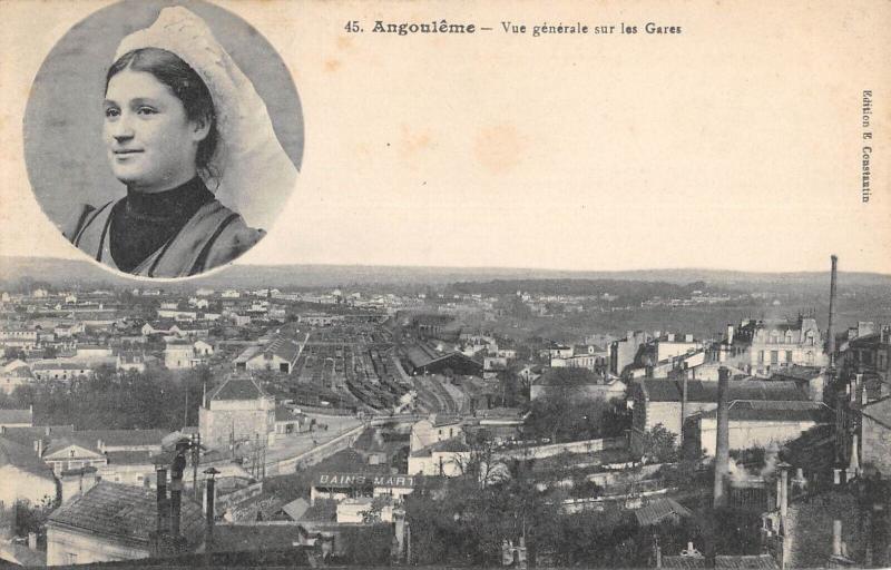 Carte postale ancienne Angouleme - Vue Generale Sur Les Gares à Angoulême