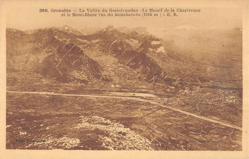 Carte postale ancienne Grenoble - La Vallee Du Gresivaudan - Massif Chartreuse Mt Blanc à Grenoble