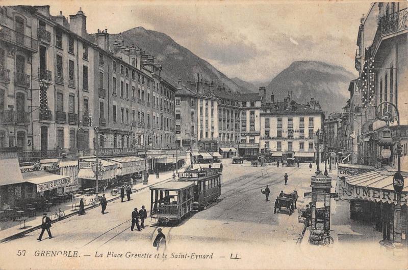 Carte postale ancienne Grenoble - La Place Grenette Et Mont Saint-Eynard à Grenoble