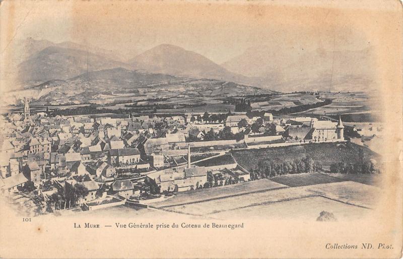 Carte postale ancienne La Mure - Vue Generale Prise Du Coteau De Beauregard à La Mure