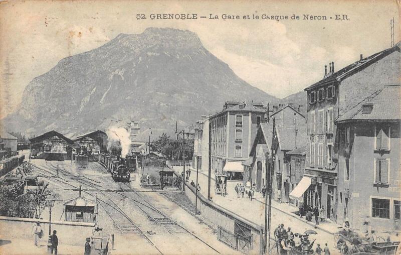 Carte postale ancienne Grenoble - La Gare - Train à Grenoble