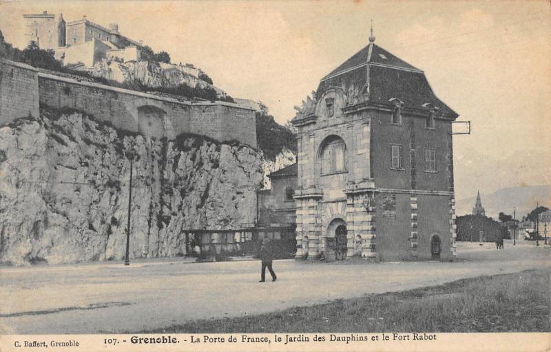 Carte postale ancienne Grenoble - La Porte De France - Le Jardin Des Dauphins Et Fort Rabot à Grenoble